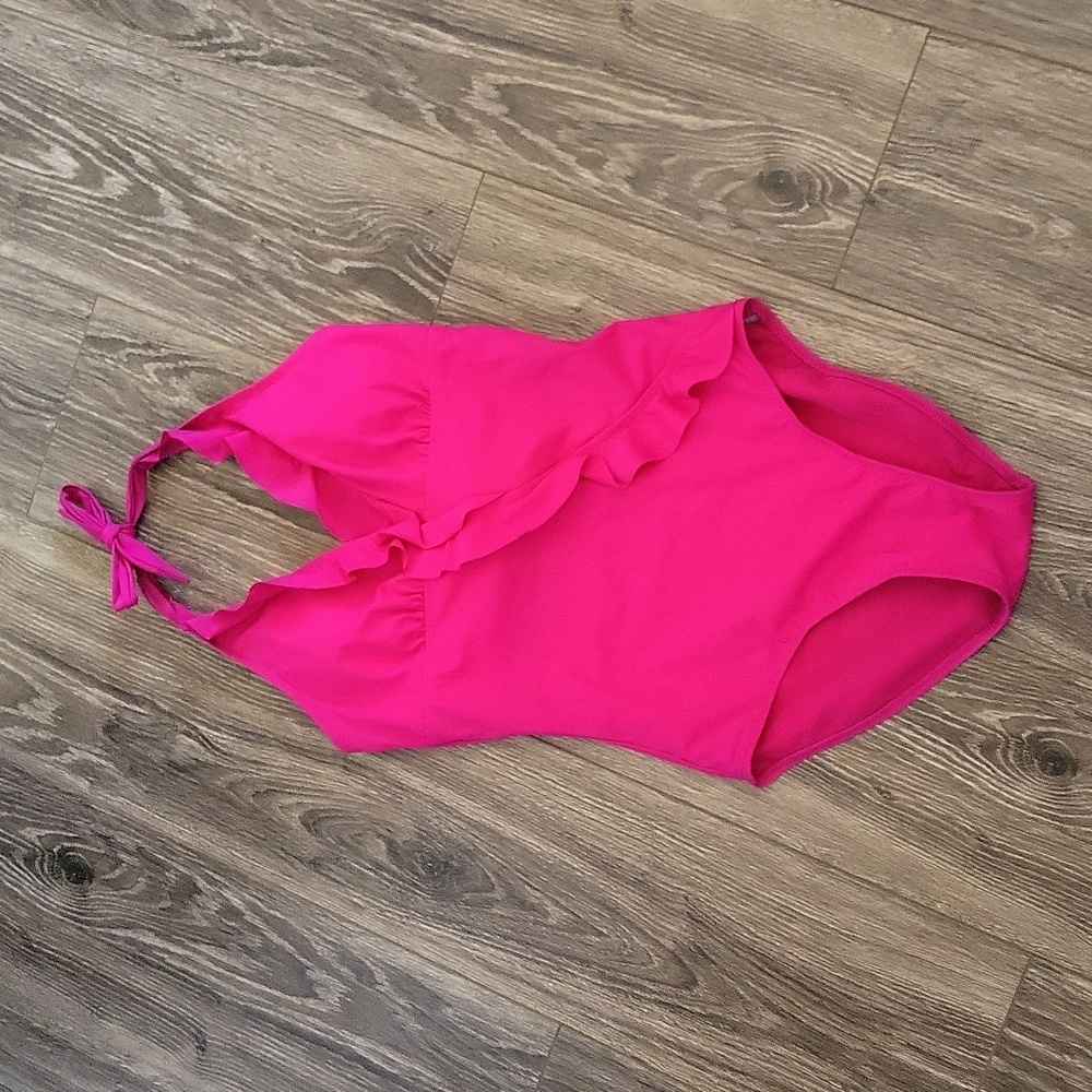 Assets by Sara Blakely Spanx bright pink 1 piece swimsuit